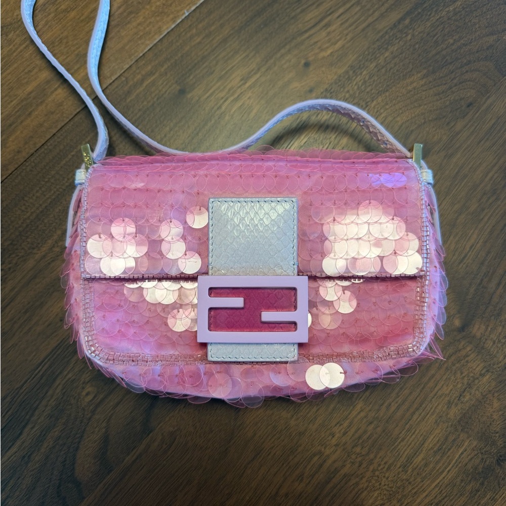 Fendi Pink Sequin 1997 Re-Edition Baguette